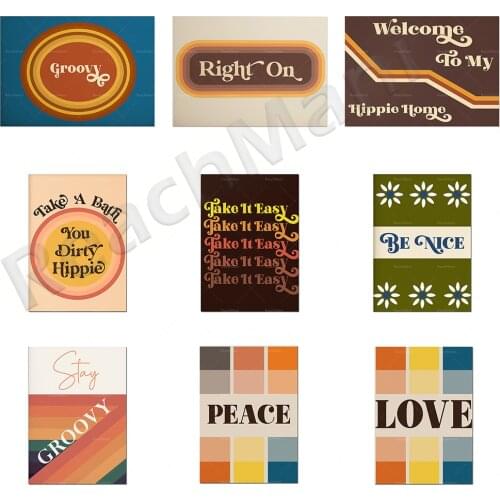 Welcome to my hippie family prints, love art 70s wall home decoration, 70s art quotes, retro hippie wall decoration posters