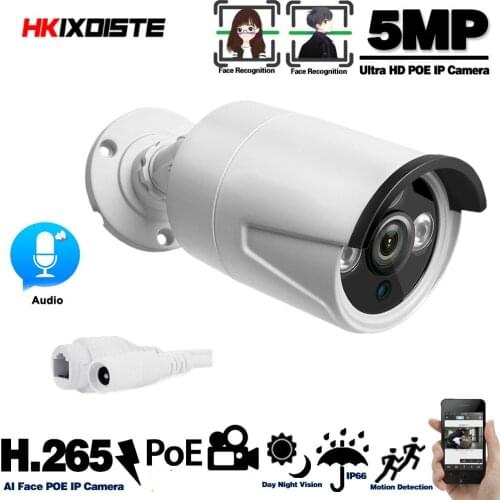 Face Detection Playback AI 5MP CCTV Bullet POE IP Camera Outdoor Waterproof Security IR 40m H.265 CCTV Video Surveillance ONVIF