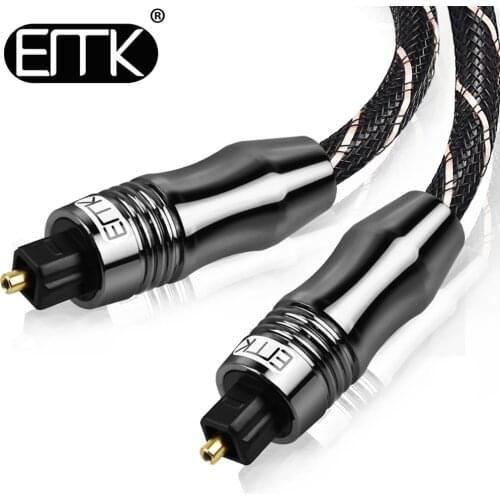 EMK 5.1 Digital Sound Optical Audio Toslink Cable In/Out Quality SPDIF Optical Cable Cord for TV Blu-ray Player Soundbar 10m 15m