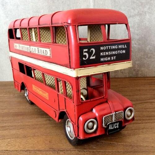 London Double-decker Buses Vintage Ironwork Model Tin Retro Crafts HandmadeCollection Handicraft Decorations Gifts Nostalgic