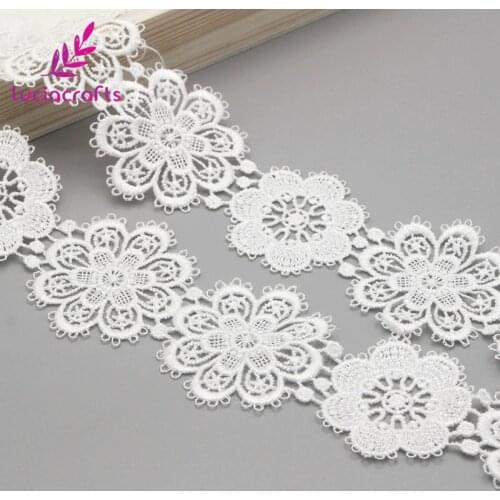 Lucia crafts 1yard/lot White Flower lace Embroidery Trim Ribbon DIY Wedding Sewing Garment Handmade Accessories N0506