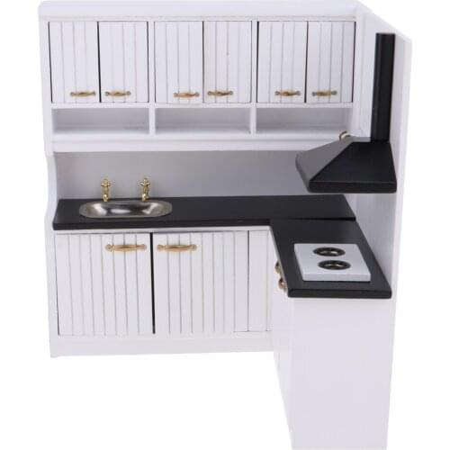 1/12 Scale European Style Miniature Kitchen Scene Model Furniture Decor Cabinet Cupboard Model Set