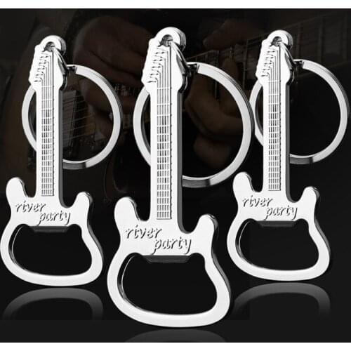 Metal Guitar Beer-Bottle-Opener Keychain Car Key Chain Key Ring Musical-Instruments Pendant Accessories For Man Women Gift