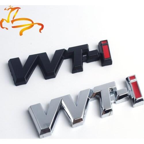 Metal VVT-i VVTi Logo Chrome Silver Strip Car Fender Sticker Side Emblem Badge for TOYOTA Camry COROLLA YARiS Ralink REIZ CROWN