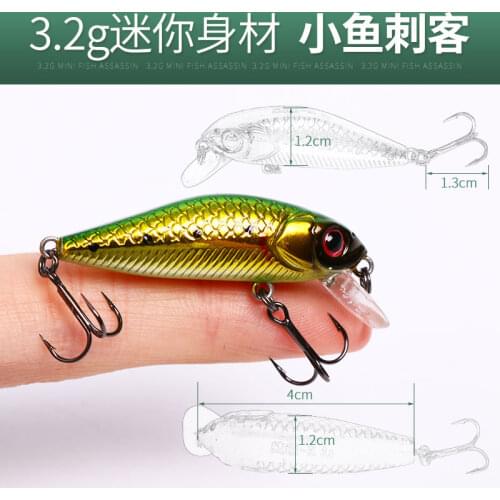 Mini Minnow 3.2g 40mm Fishing Lure Sinking Action 1pcs Tiny Hard Bait VMC Hook UL fishing Tackle Bass Pike Fishing Lure
