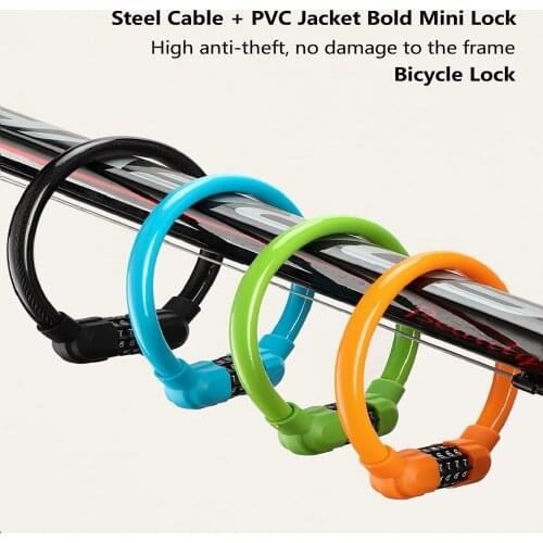 MINI Code Lock for Bike Tire 4 Digit Code Combination Steel Cable Bicycle Locks Anti-Theft Bicycle Accessories Anti Theft Tool
