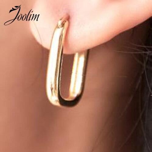 Tarnish Free PVD Gold Finish Fashionable Symple Rectangle Earring Stainless Steel Tarnish Free Gold Jewelry Wholesale