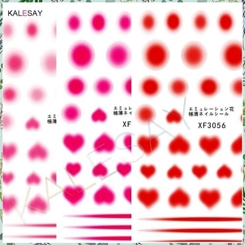 Nail Sticker Art Decals Back Glue Manicure Design Red Abstract Heart Love Flower 3D Sticker for Nails Decoration Decor