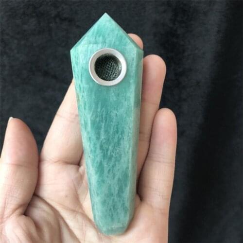 Cheap price! Natural Amazonite Crystal Smoking Pipe For Healty Cigar Tobacco