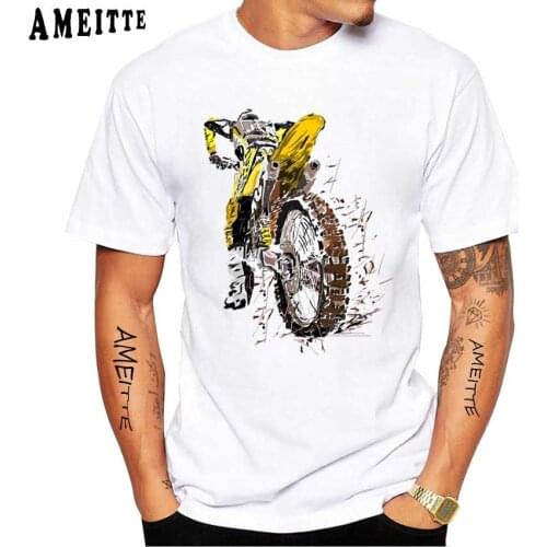 New Summer Mens Short Sleeve Dad And Son Dirt Bike Print T-Shirt Funny Motorcycle Sports Design Boy Casual Tops Hip Hop Tees