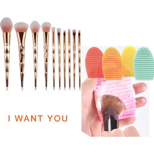 New fashion womens brush 8/10pes diamond makeup cosmetics eyebrows eye shadow brush set tools and makeup brush cleaner dfdf