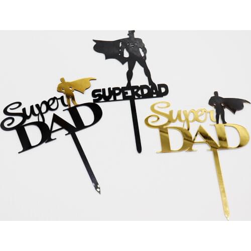 New Acrylic Super Dad Happy Birthday Cake Topper Daddy Birthday Party Cake Decorations Favors Supplies Fathers Day