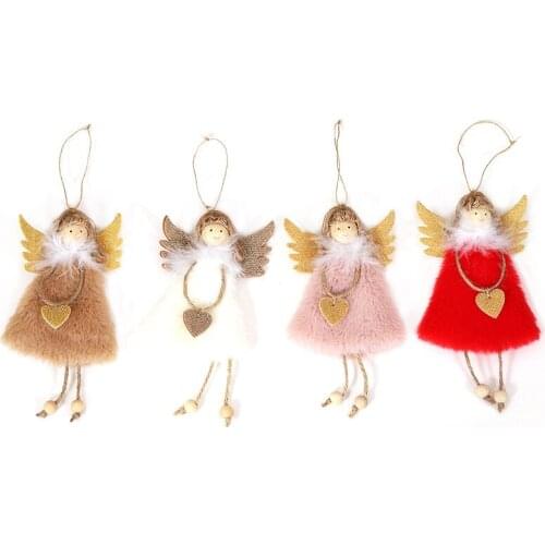 Plush Gold Wing Angel Doll Merry Christmas Decoration 2020 Navidad Noel Christmas Tree Ornaments Birthday Gift New Year 2021