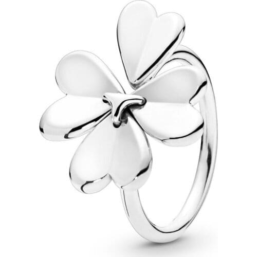 Authentic 925 Sterling Silver Moving Lucky Four-Leaf Clover Fashion Ring For Pandora Women Bead Charm Gift DIY Jewelry