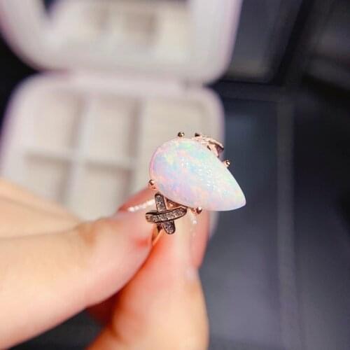 Luxury Atmosphere Hot Sale Style Natural Opal Ring 925 Silver Womens Ring Noble and Elegant