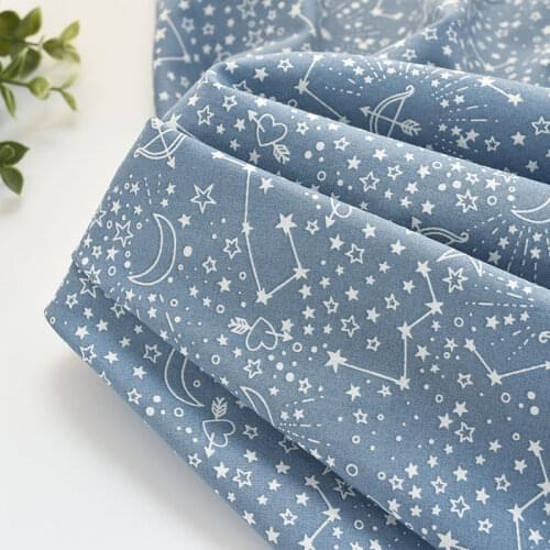 Pure Cotton Thin Soft High Count Starry Sky Fabric Clothes Skirt Childrens Clothes Shirt Handmade DIY Fabric