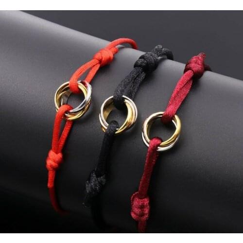 Top Quality Simple Tricolor Steel Circle Tricyclic 13 Colors Rope Bracelet Bracelets for Men Women Gift Fashion Jewelry
