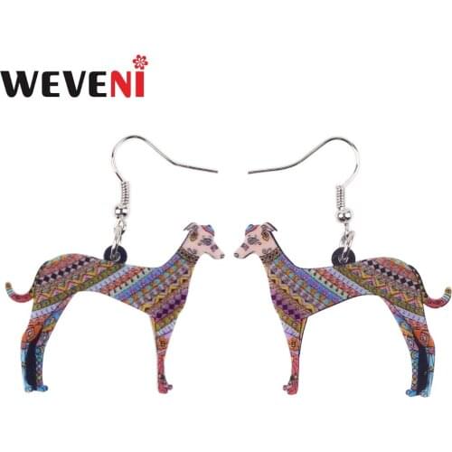 WEVENI Acrylic Drop Dangle Cute Long Greyhound Dog Earrings For Women New Trendy Animal Jewelry Original Girl Accessories