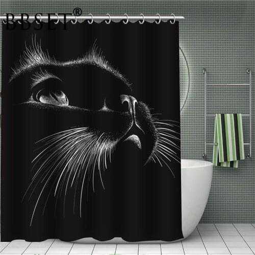 Cute Cat Shower Curtain Beautiful Big Eyes Pet Cat Pattern Waterproof Multi-size Cortina De Bano Children Bathroom Decor