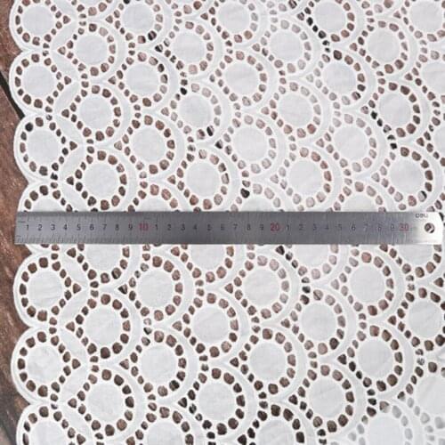 White Flower Hollow Lace Cloth Floral Embroidered Womens Summer Cotton Cloth Hollow Lace Fabric