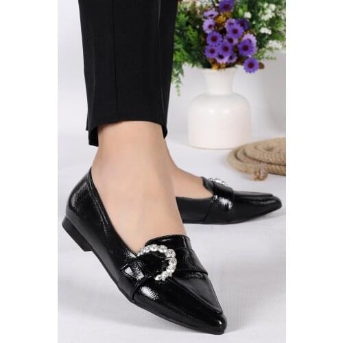 Woggo Pnt 351015 Wrinkled Patent Leather Womens Ballerina Shoes