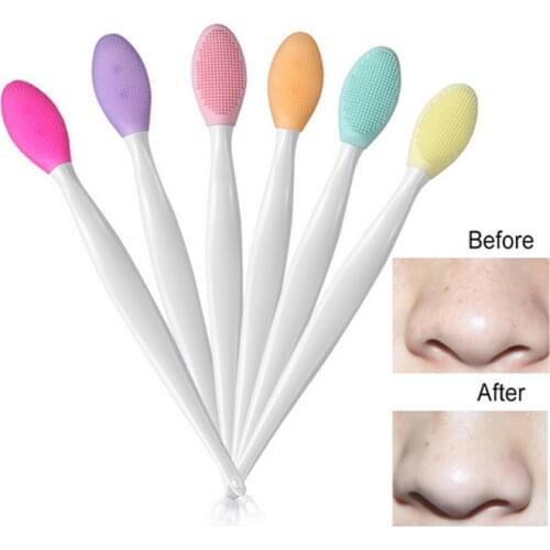 1PC Silicone Facial Cleansing Brush Soft Handheld Nose Exfoliator Blackhead Removal Face Massager Clean Brushes Deep Cleaning
