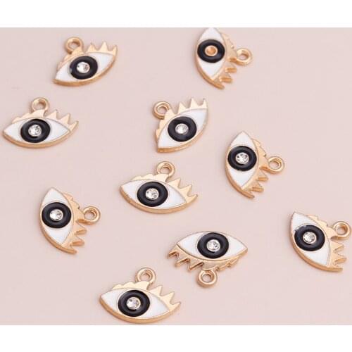 10pcs Small Crystal Rhinestone Eyes Charms for Jewelry Making Necklaces Enamel Earrings Bracelets Charms Jewelry 15x13mm