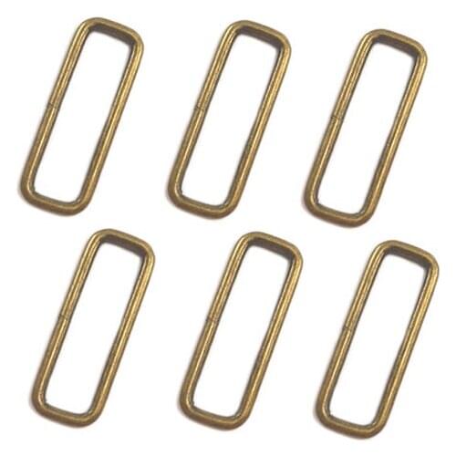 2 Inch Rectangular Wire Loops / Rings, Antique Brass / Bronze Finish