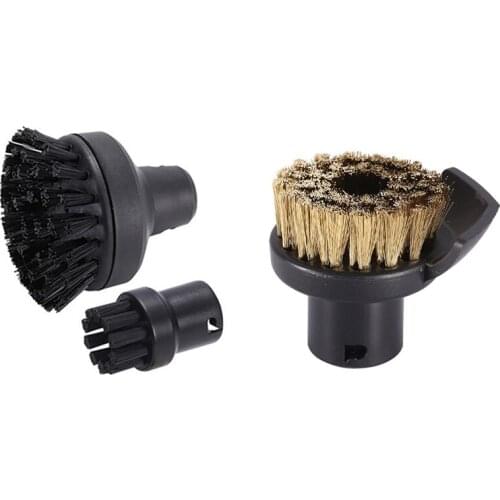 3 Pcs Steam Cleaner Spare Parts: 2 Pcs Large Round Brush Cleaning Brush & 1 Pcs Scraper Round Brush