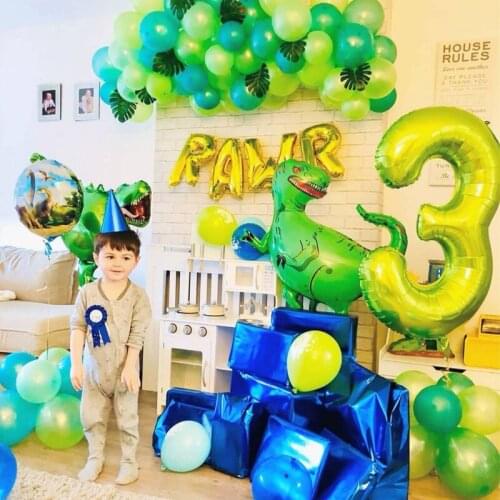 55pcs Tyrannosaurus Triceratops Dinosaur Balloons Forest Theme Ballon1 2 3 Number Globos Birthday Party Decorations Baby Shower