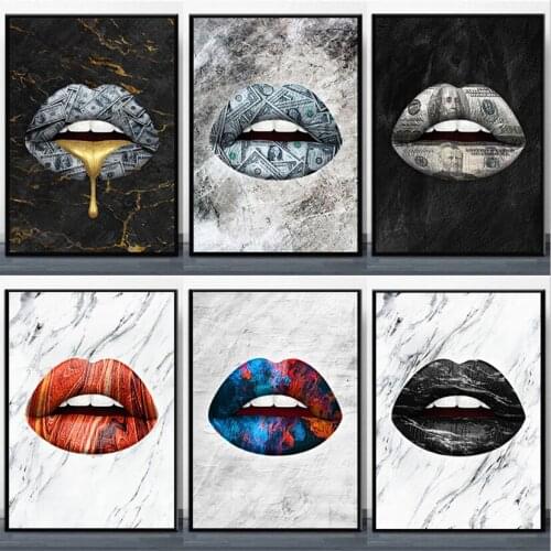5D Diamond Painting "Sexy Lips" DIY Full Rhinestones Drill Cross-stitch Kits Square Round Diamond Embroidery Retro Decor WG2707