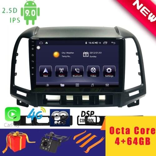 9" Android 10.0 Car Multimedia Player Stereo for Hyundai Santa Fe 2006~2012 Head Unit Octa Core DSP 2.5D+IPS 4G Carplay