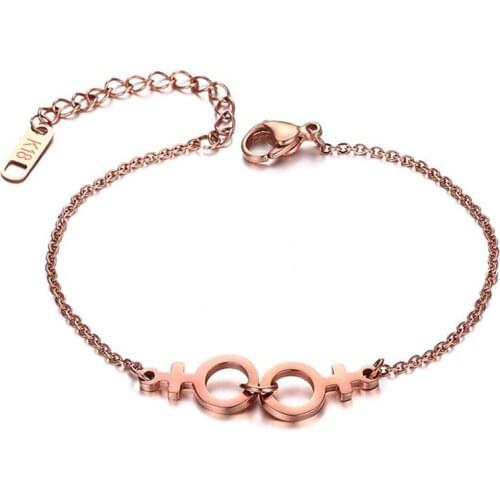 Gay Jewelry Bracelet Women Men Hand Chain Bracelets Rose Gold Plate LGBT Jewelry Love Communion Gift Steel Pulseiras Masculinas