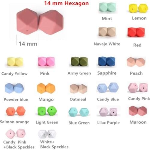 50 PCS Hexagon Silicone Beads Teething 14 MM Baby Biting Beads Teeth Necklace Bead Diy Chewable Silicona Denticion Jewelry