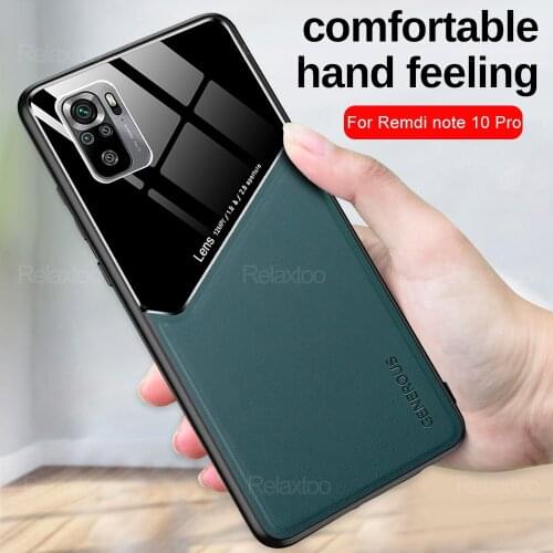 Case For Xiaomi remdi note 10 Pro Luxury Leather Shockproof Cases For Redmi note 10 Pro Max Car Magnetic Holder Phone Cover Fund