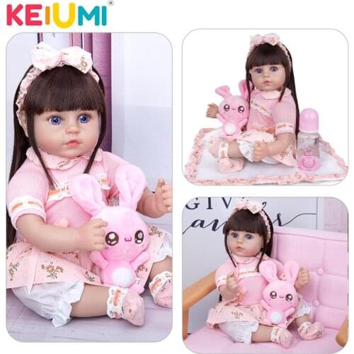 KEIUMI 18 Inch 48 CM Clothe Boby Lovely Reborn Baby Dolls Wig Hair Big Eyes Reborn Baby Girl Toys For Christmas Gifts For Kids