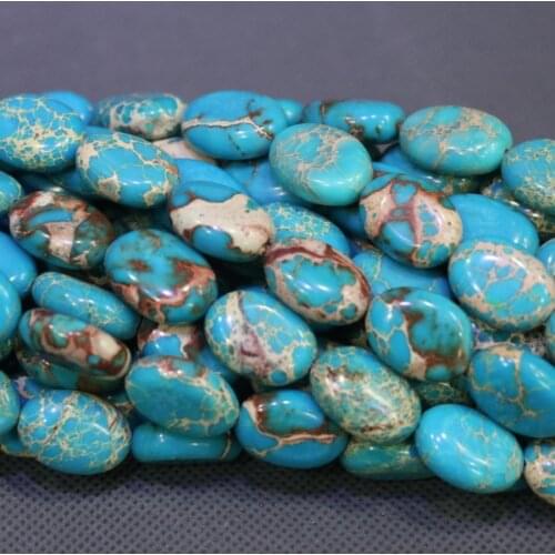 Kindgems Emperor Imperia Aqua Beads Gems Stone Beads Strand 15"/Diy For Jewelry Making for Women Oval Shape Smooth Surface Beads