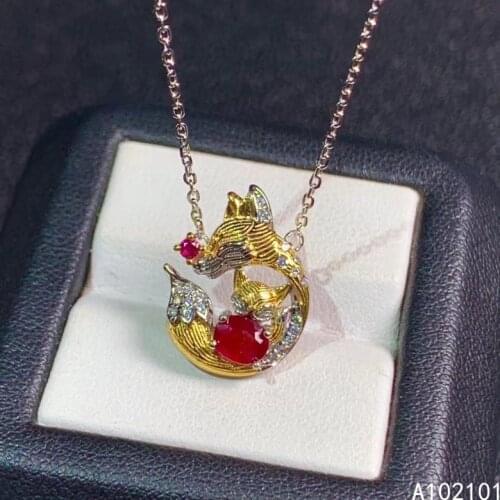 KJJEAXCMY fine Jewelry 925 Sterling Silver Natural Ruby Girl elegant Pendant Necklace Support Test Chinese style hot selling