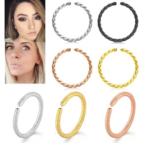 20G 1pcs Nose Ring Hoop Nose Piercing Stainless Steel Body Jewelry Piercing 8mm 10mm