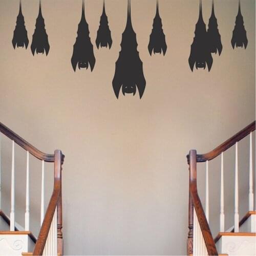 Sleeping Bats Halloween Wall Decal , Bats Vinyl Wall Stickers For Home Door Window Halloween Creative Decoration