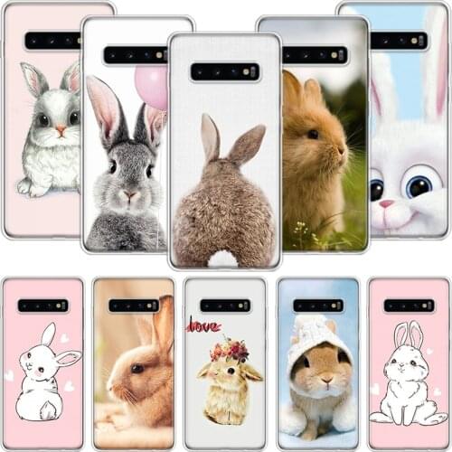 Cute White Baby Rabbits Phone Case For Samsung Galaxy S10 S20 S21 S9 S8 S7 Note 10 20 9 8 FE J4 J6 Ultra Plus Lite Pro + Edge Co