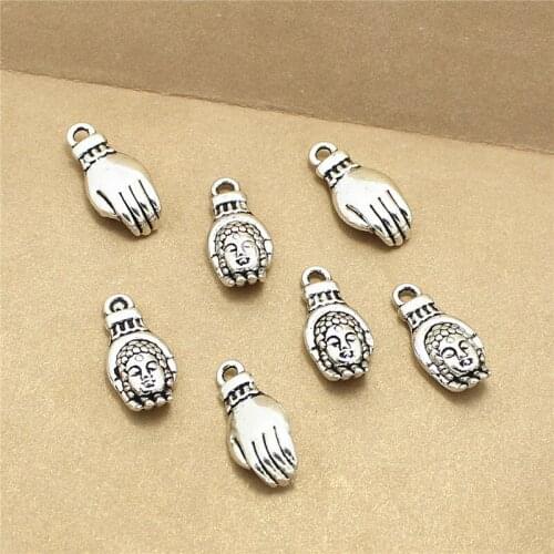 Sweet Bell 50pcs 8*18mm wholesale lovely Antique buddha charm hand charm D1076