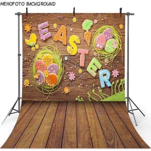 MEHOFOTO Background Celebration Easter Festival Photography Backdrops Easter Eggs Wooden Floor Backgrounds Spring Scenery