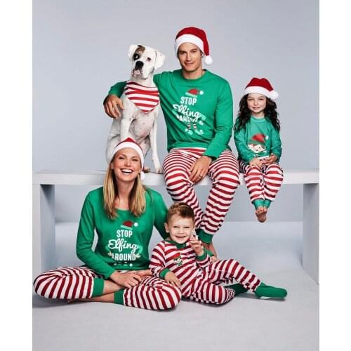 2020 Christmas Family Pajamas Set Stop ELFING Around Adult Kids Pajamas Baby Romper Sleepwear Xmas Family Sleepwear