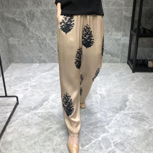 Fashion 2021 Summer Women Casual Harem Sweatpants Printing Rayon Pants Female Loose Flat High Waist Trousers Plus Size 3XL FY88