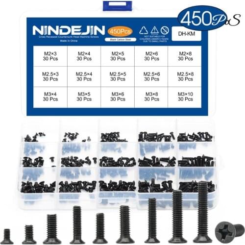 450pcs countersunk flat head phillips mini screw set m2 m2.5 m3 carbon steel computer notebook laptop screws kit