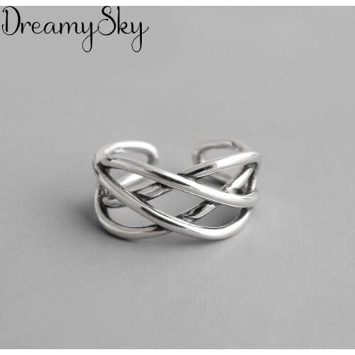 New Charming Vintage Big Cross Chains Ring For Women Boho Antique Silver Color Knuckle Rings Boho Jewelry Anillos