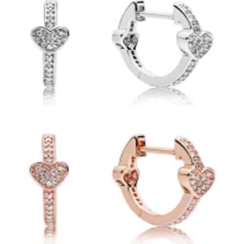 Alluring Hearts Hoop Earrings 925 Sterling Silver Jewelry For Woman Make up Fashion Female Earrings Party Jewelry