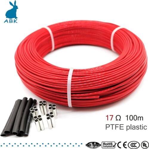 100meter 17ohm 24k PTFE flame retardant carbon fiber heating cable heating wire DIY special heating cable for heating supplies