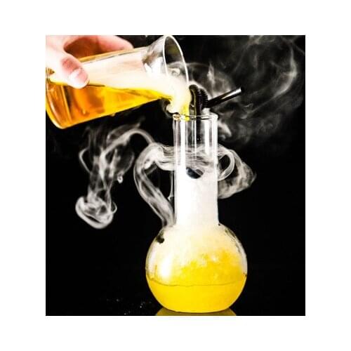 Wholesale unique 435ml round juice mug boiling flask shaped cocktail glass bottles big volume glassfor bar